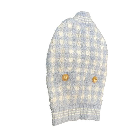 Aqua Pet Plaid Cardigan Dog Coat Sweater Gold Button Cozy Preppy Knit Fancy XS - Picture 5 of 8